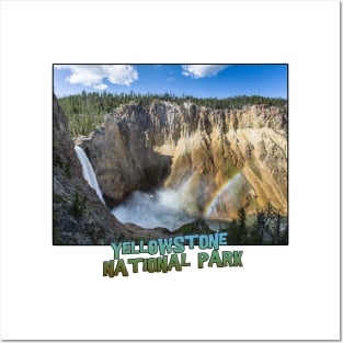 Wyoming State Outline (Lower Yellowstone Falls) Posters and Art